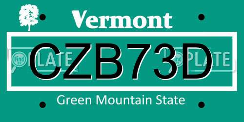 CZB73D Vermont License Plate