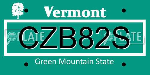 CZB82S Vermont License Plate
