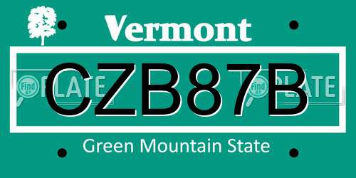 CZB87B Vermont License Plate