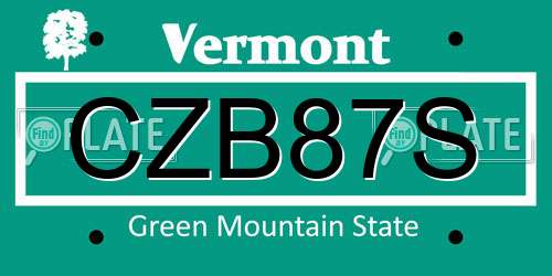 CZB87S Vermont License Plate