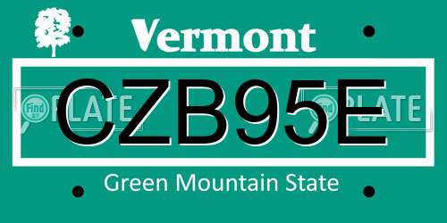 CZB95E Vermont License Plate