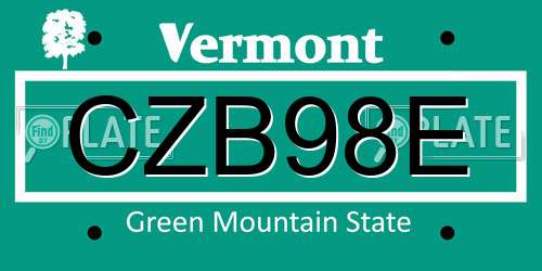 CZB98E Vermont License Plate