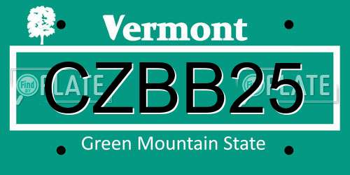 CZBB25 Vermont License Plate