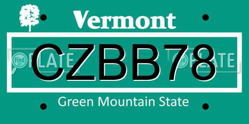 CZBB78 Vermont License Plate