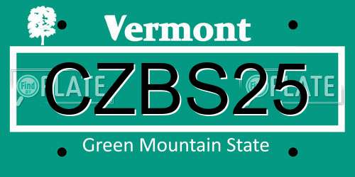 CZBS25 Vermont License Plate