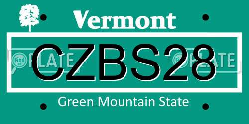 CZBS28 Vermont License Plate