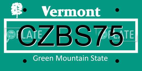 CZBS75 Vermont License Plate