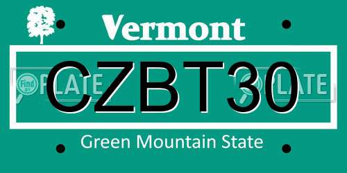 CZBT30 Vermont License Plate