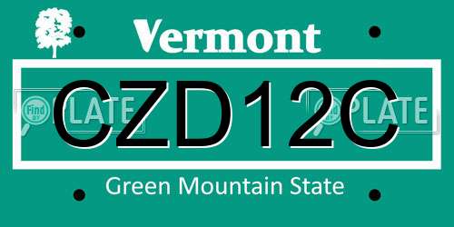 CZD12C Vermont License Plate