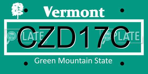 CZD17C Vermont License Plate
