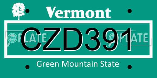 CZD391 Vermont License Plate