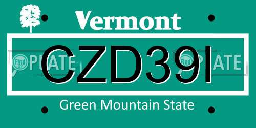 CZD39I Vermont License Plate