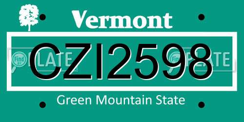CZI2598 Vermont License Plate