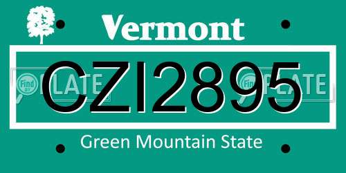 CZI2895 Vermont License Plate