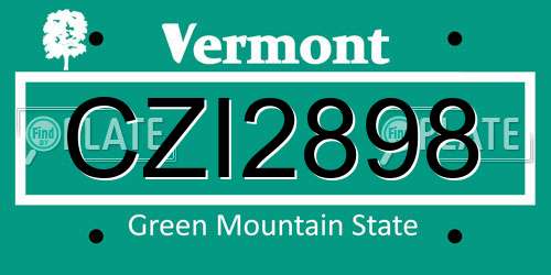 CZI2898 Vermont License Plate