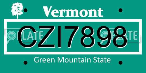 CZI7898 Vermont License Plate