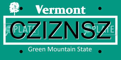 CZIZNSZ Vermont License Plate