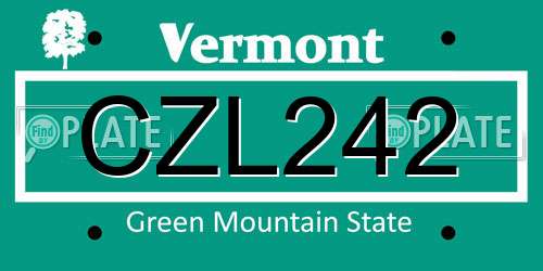 CZL242 Vermont License Plate