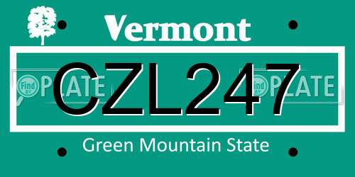 CZL247 Vermont License Plate