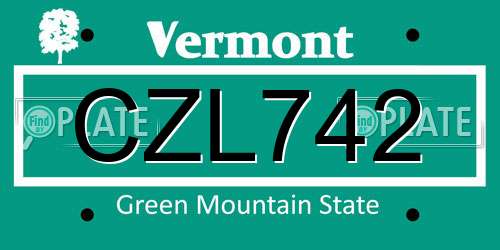 CZL742 Vermont License Plate