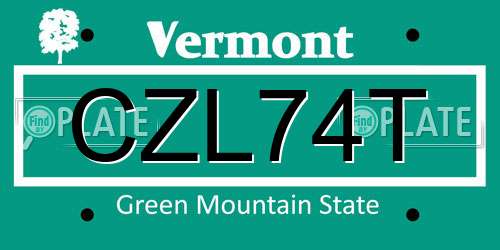 CZL74T Vermont License Plate