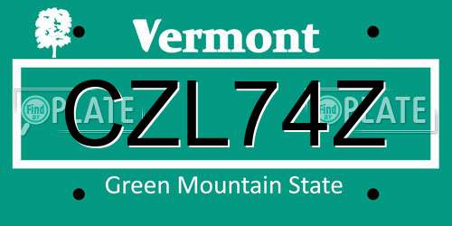 CZL74Z Vermont License Plate