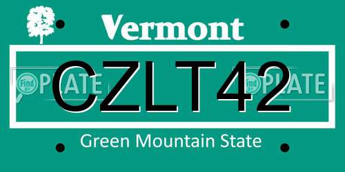 CZLT42 Vermont License Plate