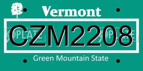CZM2208 Vermont License Plate