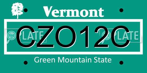 CZO12C Vermont License Plate