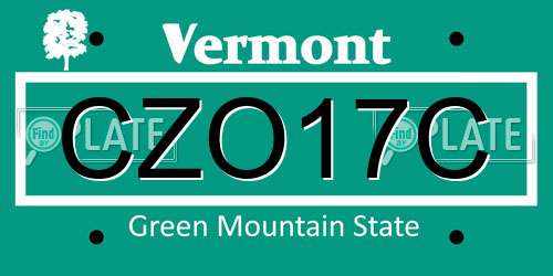 CZO17C Vermont License Plate