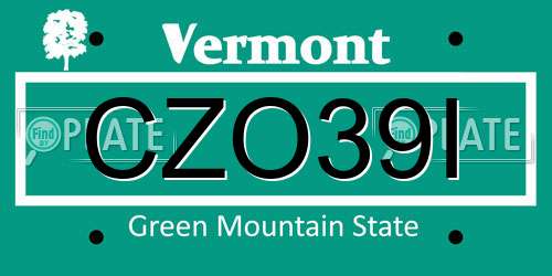 CZO39I Vermont License Plate