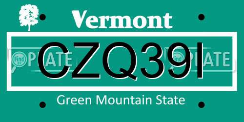 CZQ39I Vermont License Plate