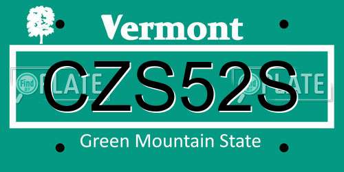 CZS52S Vermont License Plate