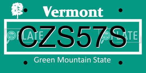 CZS57S Vermont License Plate