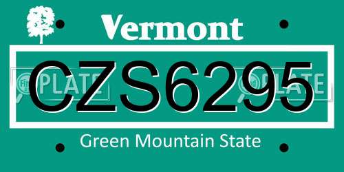CZS6295 Vermont License Plate