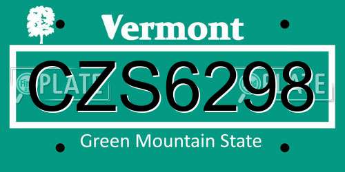 CZS6298 Vermont License Plate