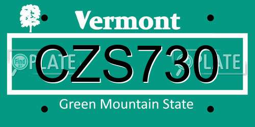 CZS730 Vermont License Plate