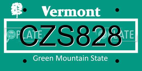 CZS828 Vermont License Plate