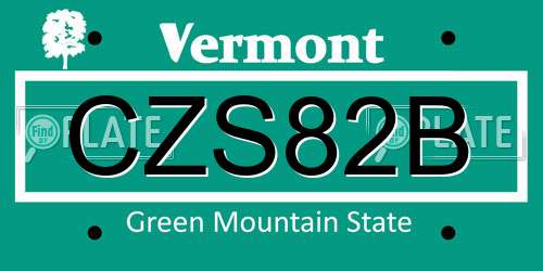 CZS82B Vermont License Plate