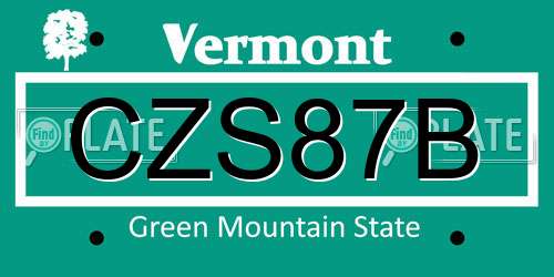 CZS87B Vermont License Plate
