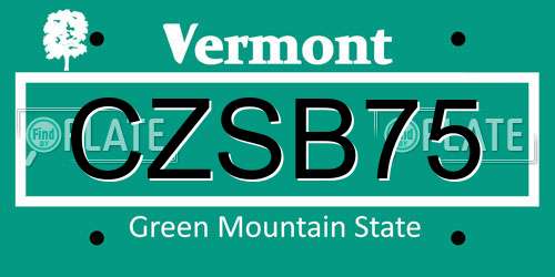 CZSB75 Vermont License Plate
