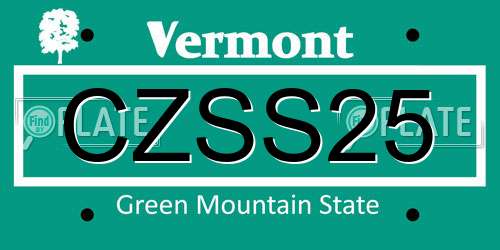 CZSS25 Vermont License Plate