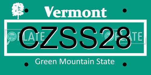 CZSS28 Vermont License Plate
