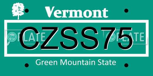 CZSS75 Vermont License Plate