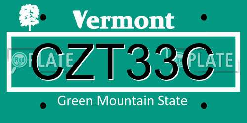 CZT33C Vermont License Plate