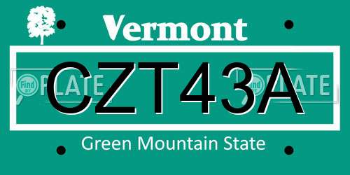 CZT43A Vermont License Plate