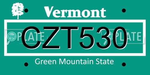 CZT530 Vermont License Plate