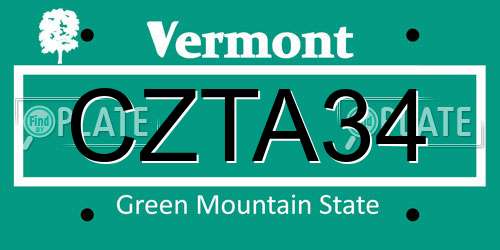 CZTA34 Vermont License Plate