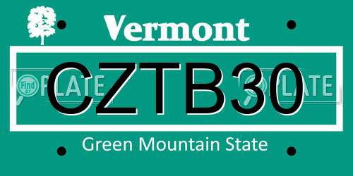CZTB30 Vermont License Plate