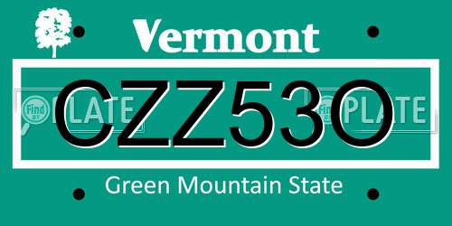 CZZ53O Vermont License Plate